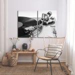 Canvas print Vinyl record player gray, two panels