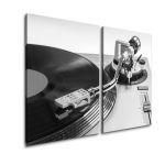 Canvas print Vinyl record player gray, two panels