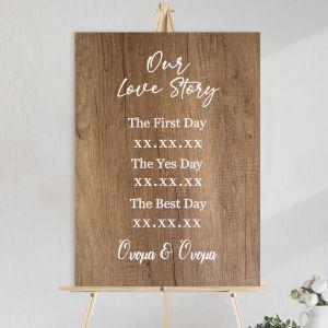 Canvas print Our love story wood effect