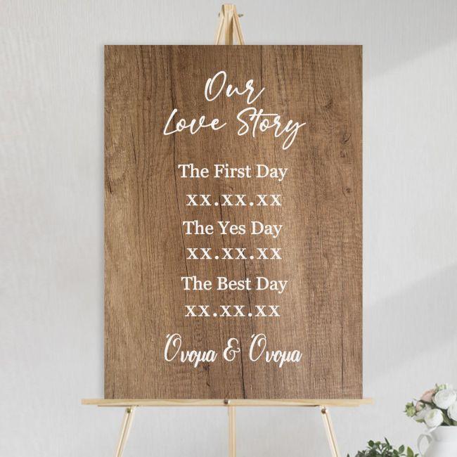 Canvas print Our love story wood effect