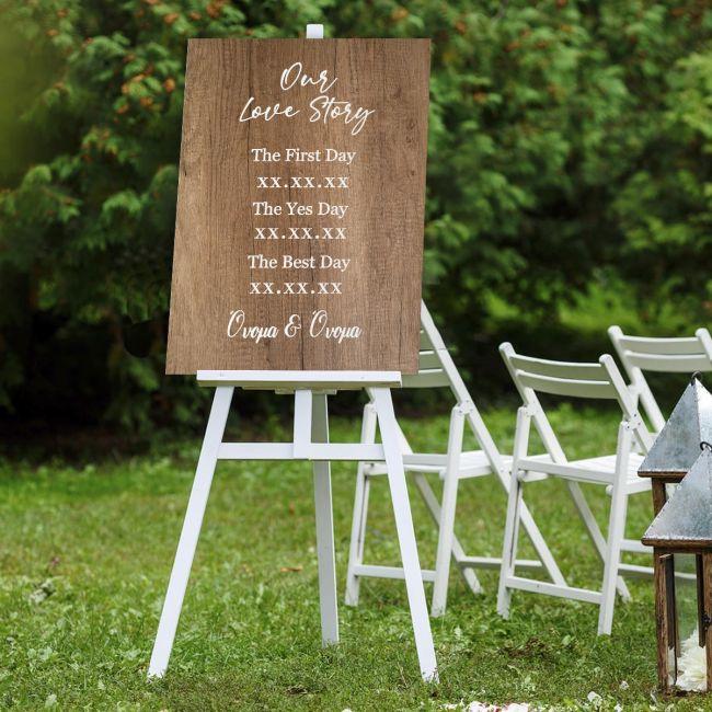 Canvas print Our love story wood effect