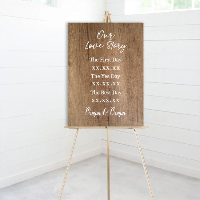 Canvas print Our love story wood effect