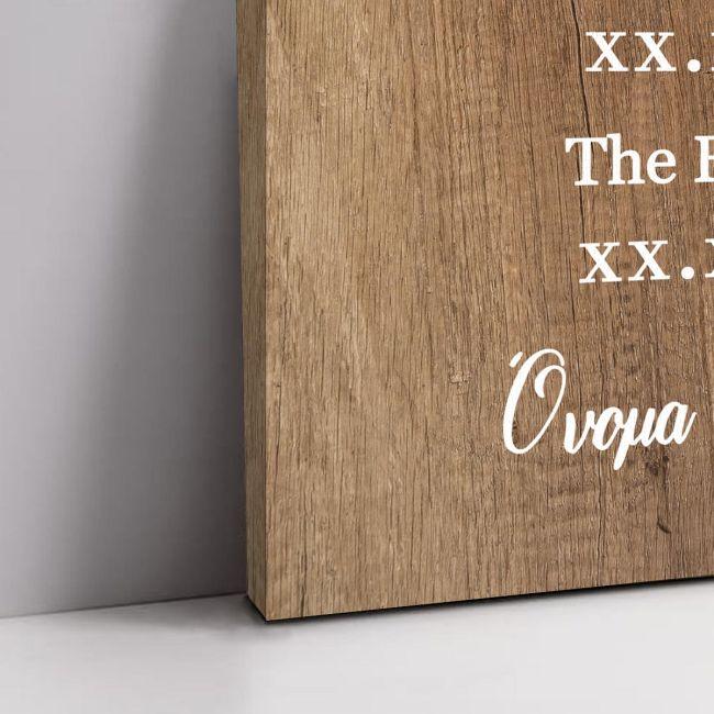 Canvas print Our love story wood effect