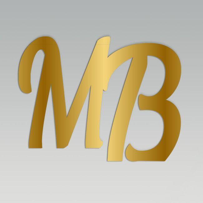 Couple Initials united, Plexiglass Gold