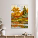 Canvas print Autumne forest on the lake