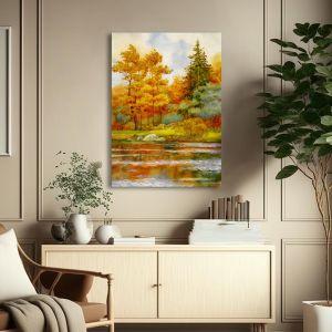 Canvas print Autumne forest on the lake View 1 2