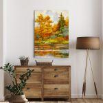 Canvas print Autumne forest on the lake