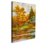 Canvas print Autumne forest on the lake