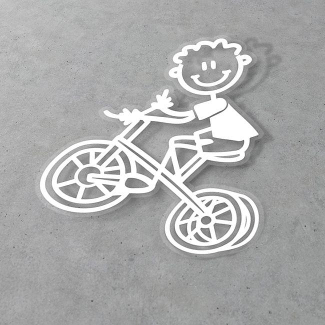 Car sticker Family Boy with a bicycle 2