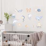 Wall stickers watercolor, Cute forest animals
