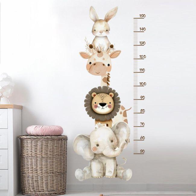 Cute African animal height stickers