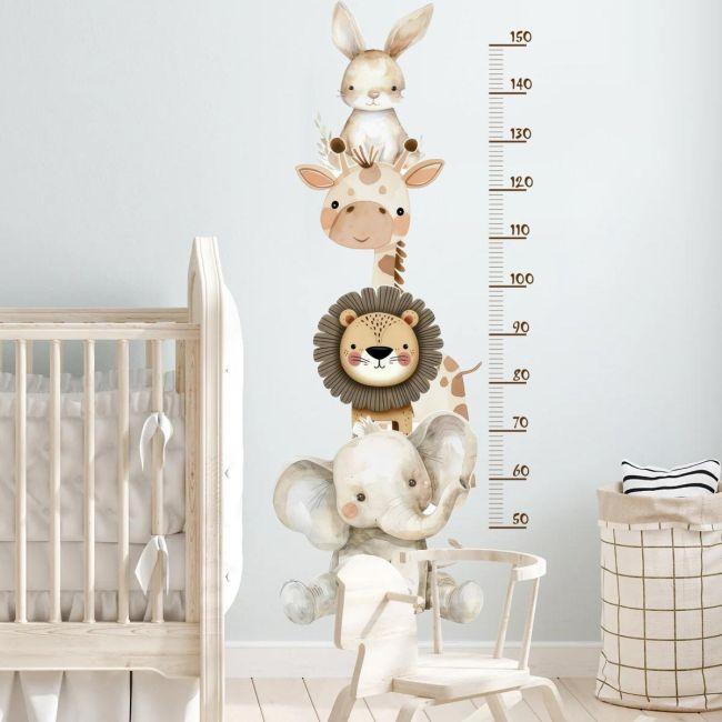 Cute African animal height stickers