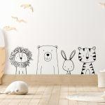 Kids wall stickers Animals in a row