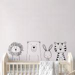 Kids wall stickers Animals in a row