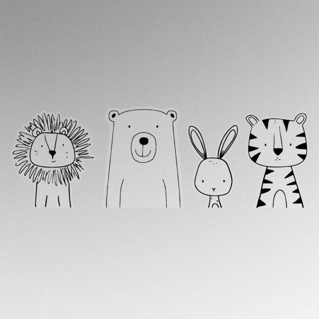 Kids wall stickers Animals in a row
