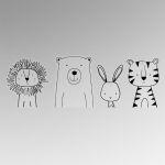 Kids wall stickers Animals in a row