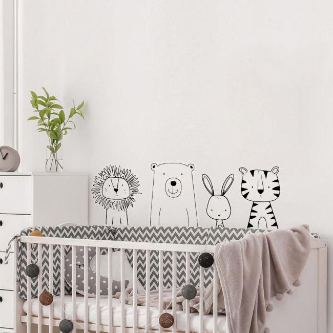 Kids wall stickers Animals in a row