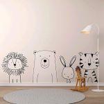 Kids wall stickers Animals in a row