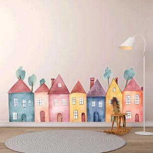 Kids wall stickers Houses in a row, art 1