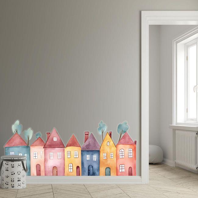 Kids wall stickers Houses in a row, art 1