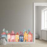 Kids wall stickers Houses in a row, art 1