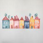 Kids wall stickers Houses in a row, art 1