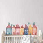 Kids wall stickers Houses in a row, art 1