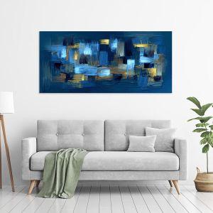 Canvas print Blue, brown abstract, panoramic