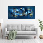 Canvas print Blue, brown abstract, panoramic