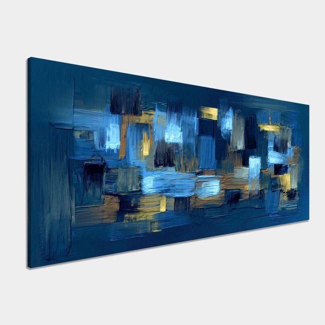 Canvas print Blue, brown abstract, panoramic