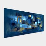 Canvas print Blue, brown abstract, panoramic
