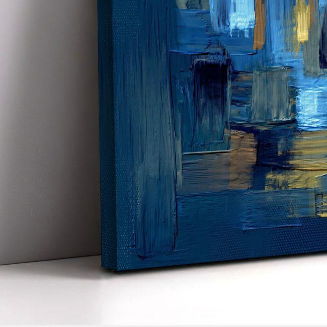 Canvas print Blue, brown abstract, panoramic