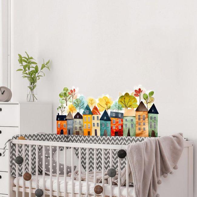 Kids wall stickers Houses in a row, art 2
