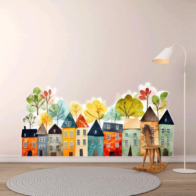 Kids wall stickers Houses in a row, art 2
