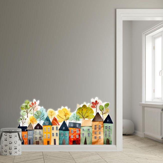 Kids wall stickers Houses in a row, art 2