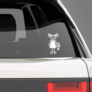 Car sticker Family Girl with a teddybear 2