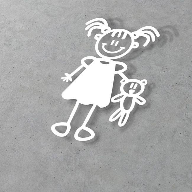 Car sticker Family Girl with a teddybear