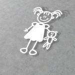 Car sticker Family Girl with a teddybear