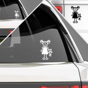 Car sticker Family Girl with a teddybear
