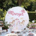 Wooden printed sign, Carousel pink theme