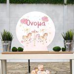 Wooden printed sign, Carousel pink theme