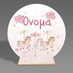 Wooden printed sign, Carousel pink theme