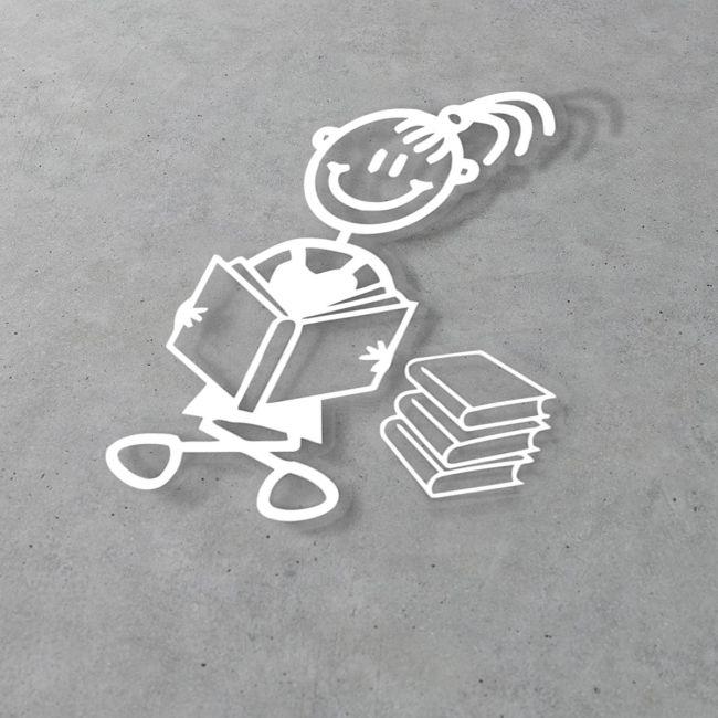 Car sticker Family Girl with books