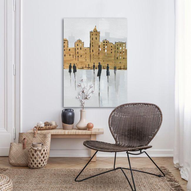 Canvas print Human figures in the brown city vertical