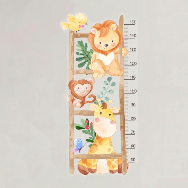 Animals on a ladder height stickers