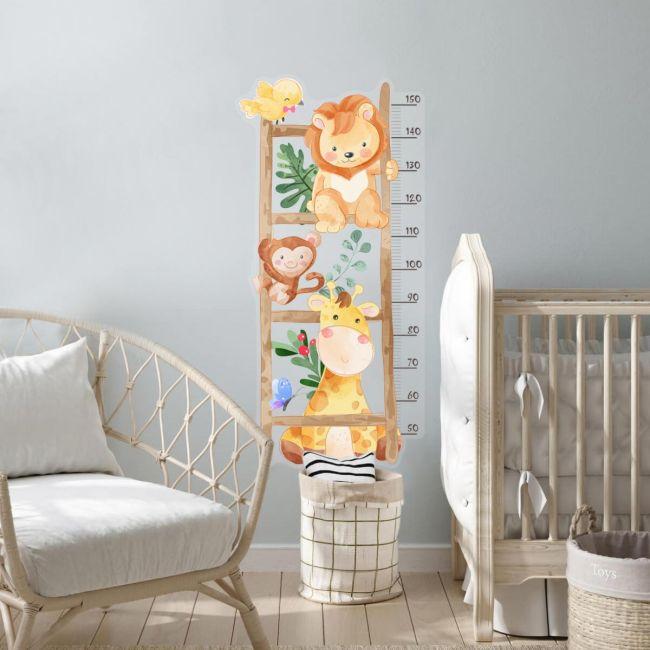 Animals on a ladder height stickers