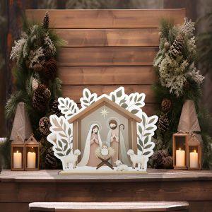 Wooden figure printed Cute Manger