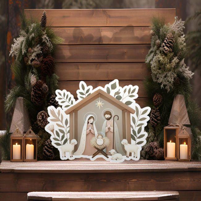 Wooden figure printed Cute Manger