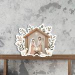 Wooden figure printed Cute Manger