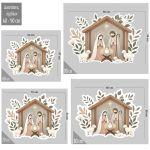 Wooden figure printed Cute Manger